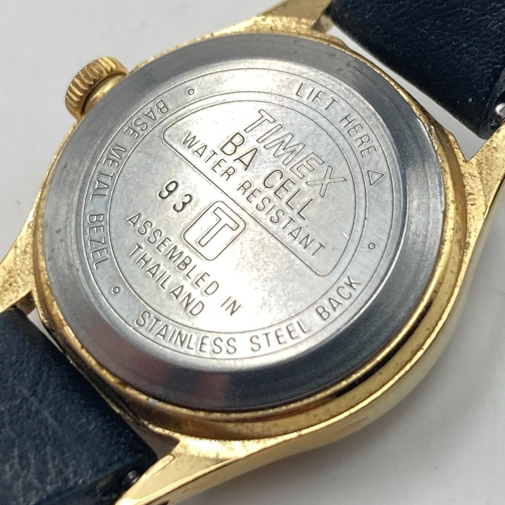 Vintage Timex Womens Watch 22mm Gold Tone Linen Dial Date New Battery SMALL 7.5" - Picture 13 of 16
